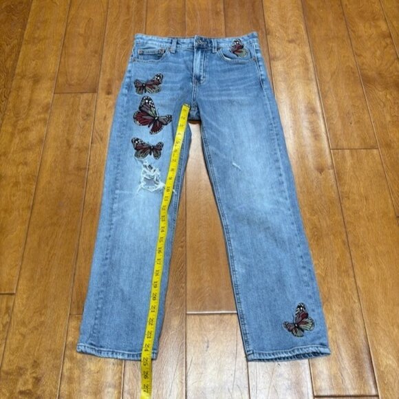 Lucky Brand Womens Y2K Jeans Bridgette Straight Size 26 Butterfly Embroidered - Picture 10 of 13
